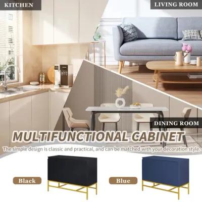 Minimalist Luxury Cabinet Two Door Sideboard With Gold Metal Legs For Living Room, Dining Room