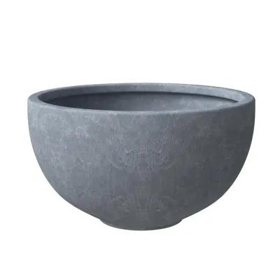 LeisureMod Iris Fiberstone Planter in Grey 12 Dia