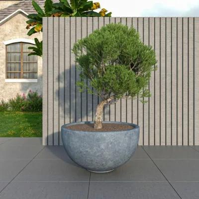 LeisureMod Iris Fiberstone Planter in Grey 12 Dia