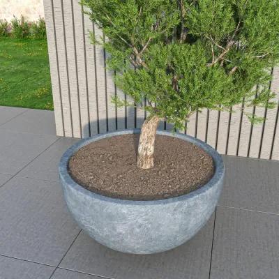 LeisureMod Iris Fiberstone Planter in Grey 12 Dia