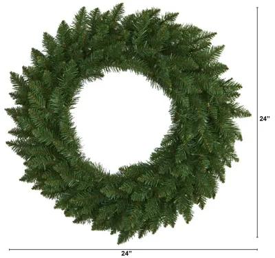 HomPlanti 24" Green Pine Artificial Christmas Wreath with 35 Clear LED Lights