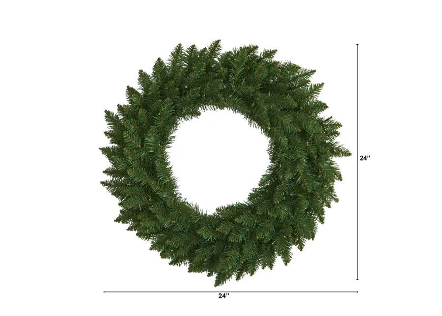 HomPlanti 24" Green Pine Artificial Christmas Wreath with 35 Clear LED Lights