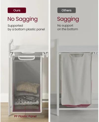 Metal Frame Laundry Hamper with Top Shelf and Pull-Out Bags, 2 Removable Oxford Fabric Bags