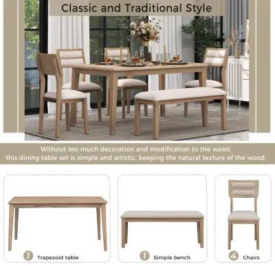 Classic And Traditional Style 6 - Piece Dining Set, Includes Dining Table, 4 Upholstered Chair