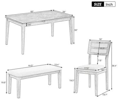 Classic And Traditional Style 6 - Piece Dining Set, Includes Dining Table, 4 Upholstered Chair