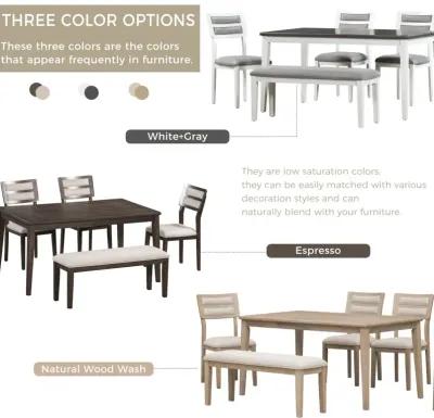 Classic And Traditional Style 6 - Piece Dining Set, Includes Dining Table, 4 Upholstered Chair