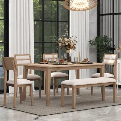 Classic And Traditional Style 6 - Piece Dining Set, Includes Dining Table, 4 Upholstered Chair