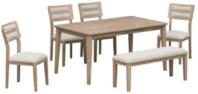 Classic And Traditional Style 6 - Piece Dining Set, Includes Dining Table, 4 Upholstered Chair