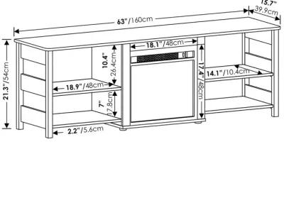 Furinno Classic 70 Inch TV Stand with Fireplace, White Emboss