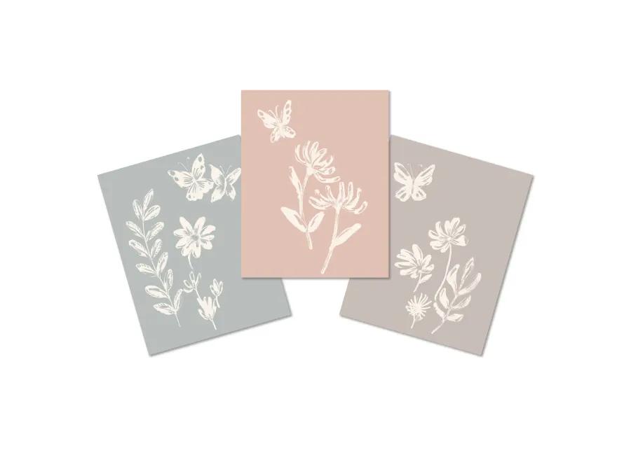 Lambs & Ivy Baby Blooms 3 Piece Floral Unframed Nursey/Child Wall Art 11� x 14�