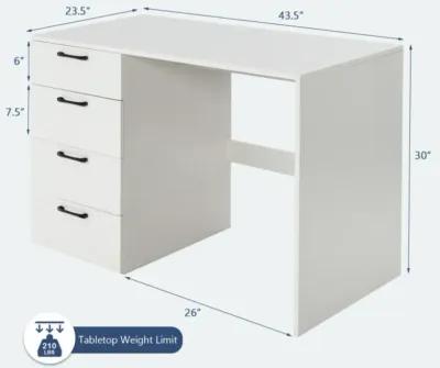 Hivvago 43.5 Inch Computer Desk with 4 Large Drawers