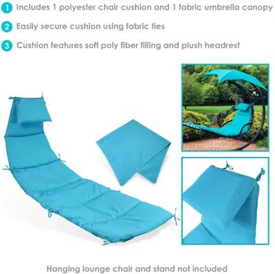 Sunnydaze Outdoor Hanging Lounger Replacement Cushion and Umbrella