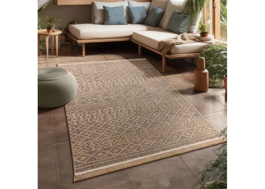 Designer Outdoor Rug with Modern Atzec Pattern