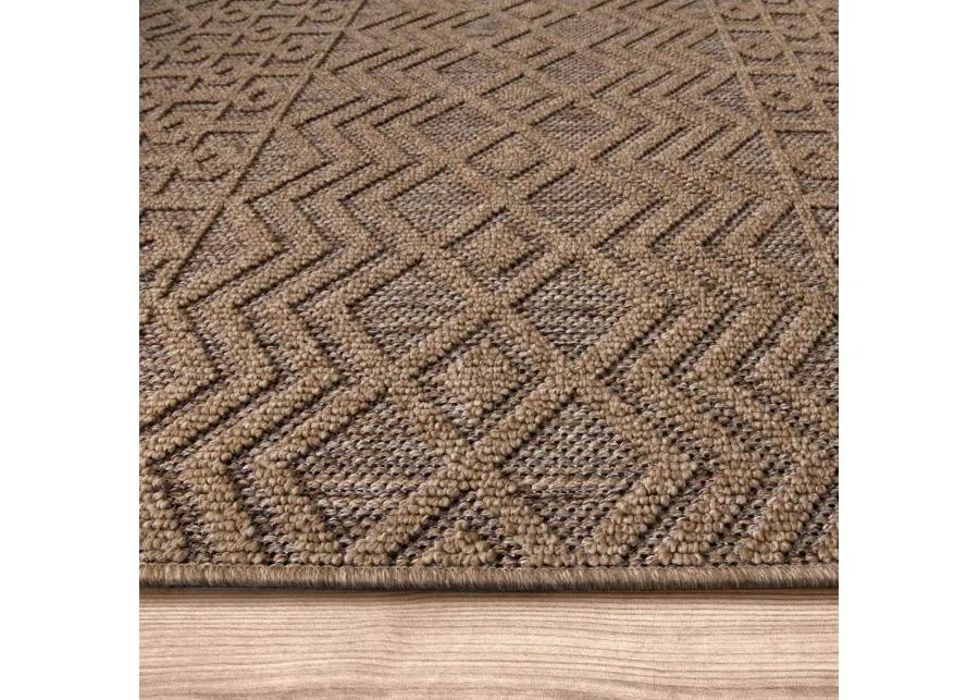 Designer Outdoor Rug with Modern Atzec Pattern