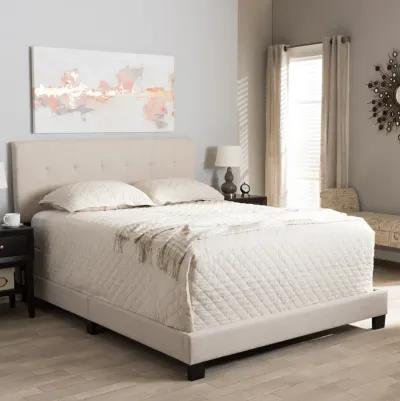 Baxton Studio Brookfield Modern Beige Fabric Upholstered Grid tufting Queen Size Bed