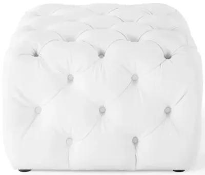 Amour Tufted Button Square Faux Leather Ottoman