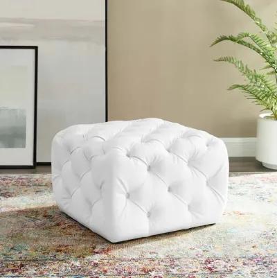 Amour Tufted Button Square Faux Leather Ottoman