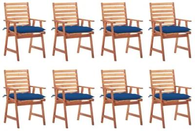 vidaXL Patio Dining Chairs 8 pcs with Cushions Solid Acacia Wood