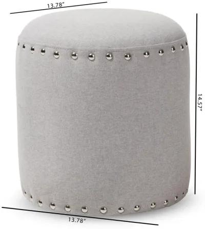 Baxton Studio Rosine Modern and Contemporary Light Grey Fabric Upholstered Nail Trim Ottoman