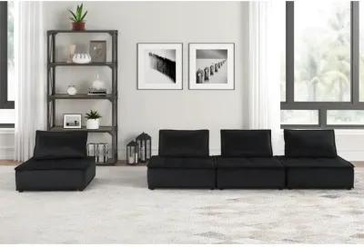 Anna Black Velvet 4 Piece Modular Sofa