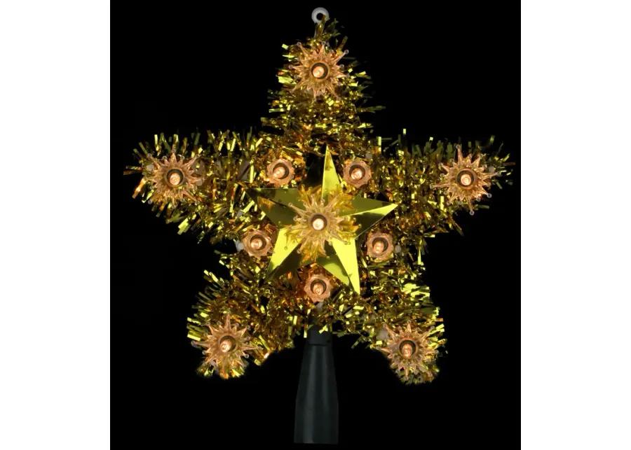 7" Lighted Gold Star Christmas Tree Topper - Clear Lights