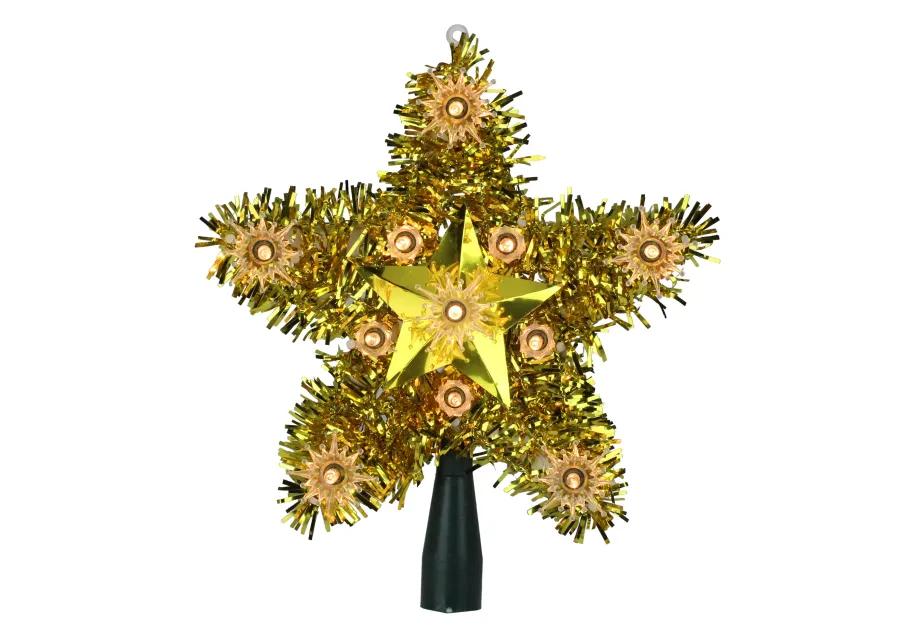 7" Lighted Gold Star Christmas Tree Topper - Clear Lights