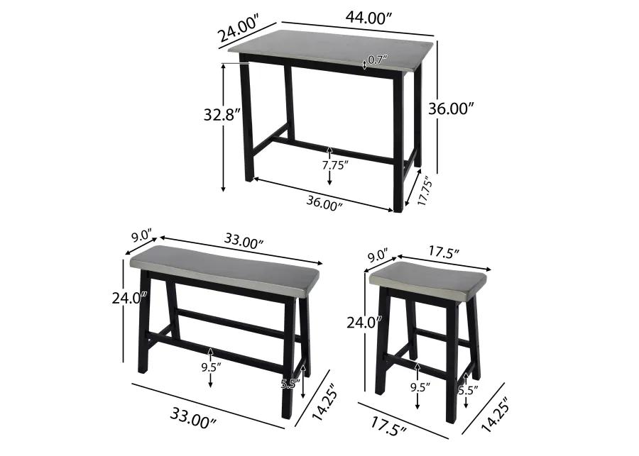 Merax  Farmhouse 4 Pieces  Dining Table Chair Bench Set