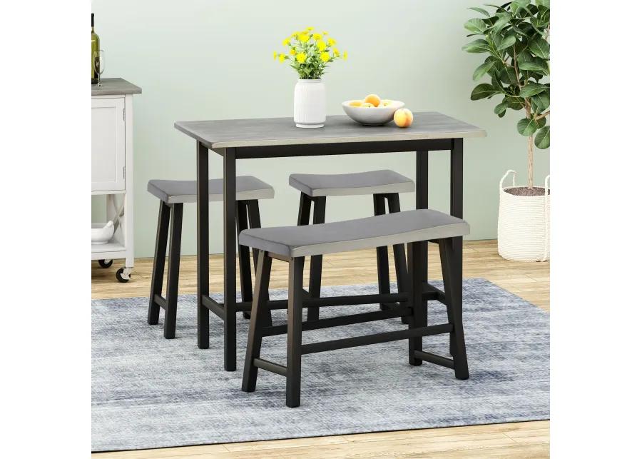 Merax  Farmhouse 4 Pieces  Dining Table Chair Bench Set