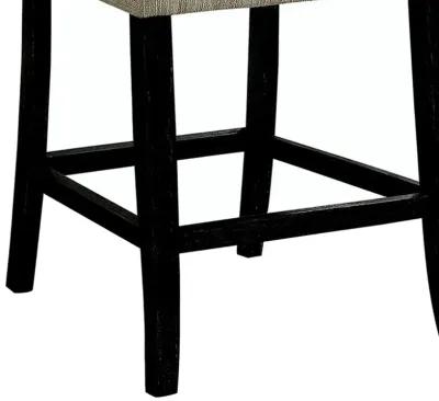 Wooden Fabric Upholstered Counter Height Chair, Ivory And Black, Pack Of Two-Benzara