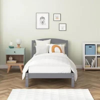 Buster Twin Bed with Wood Headboard, Gray