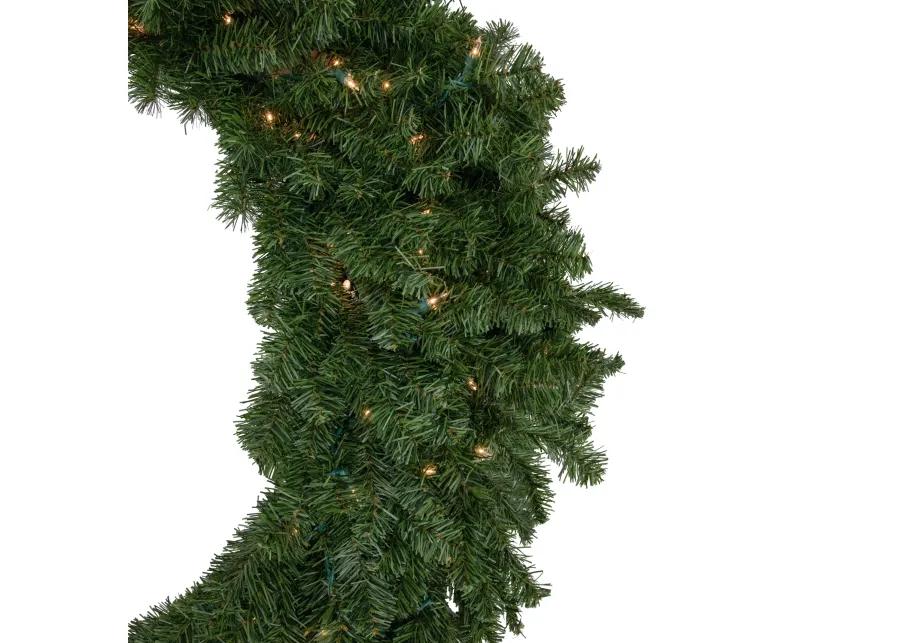 Pre-Lit Canadian Pine Artificial Christmas Wreath  48-Inch  Clear Lights