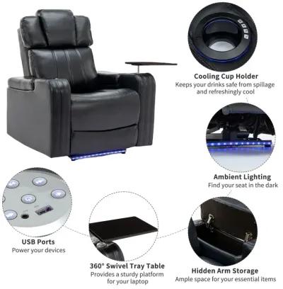 Home Theater Recliner with Speaker, LED Lights, USB Ports