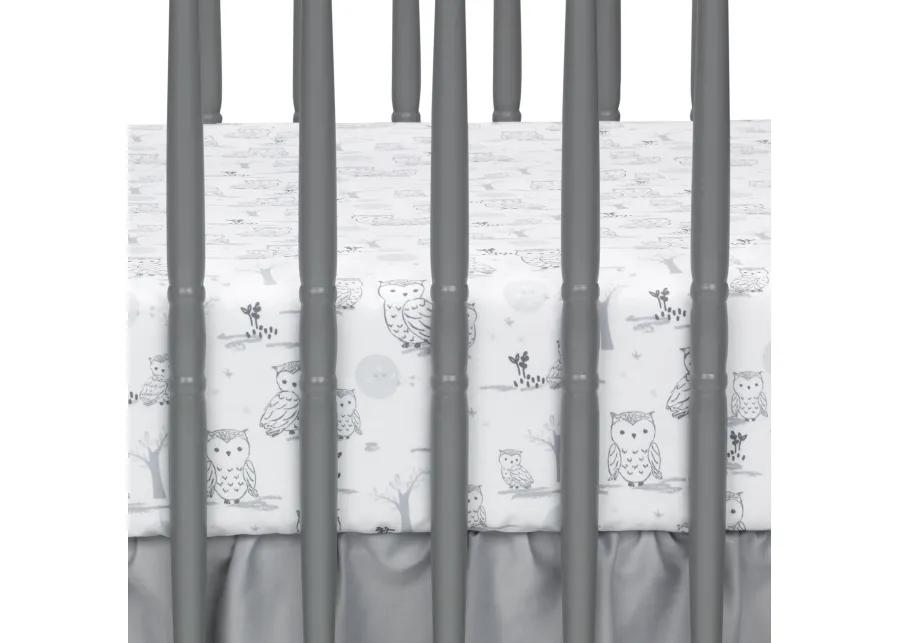 Lambs & Ivy Luna White/Gray Celestial Owl 4-Piece Nursery Baby Crib Bedding Set