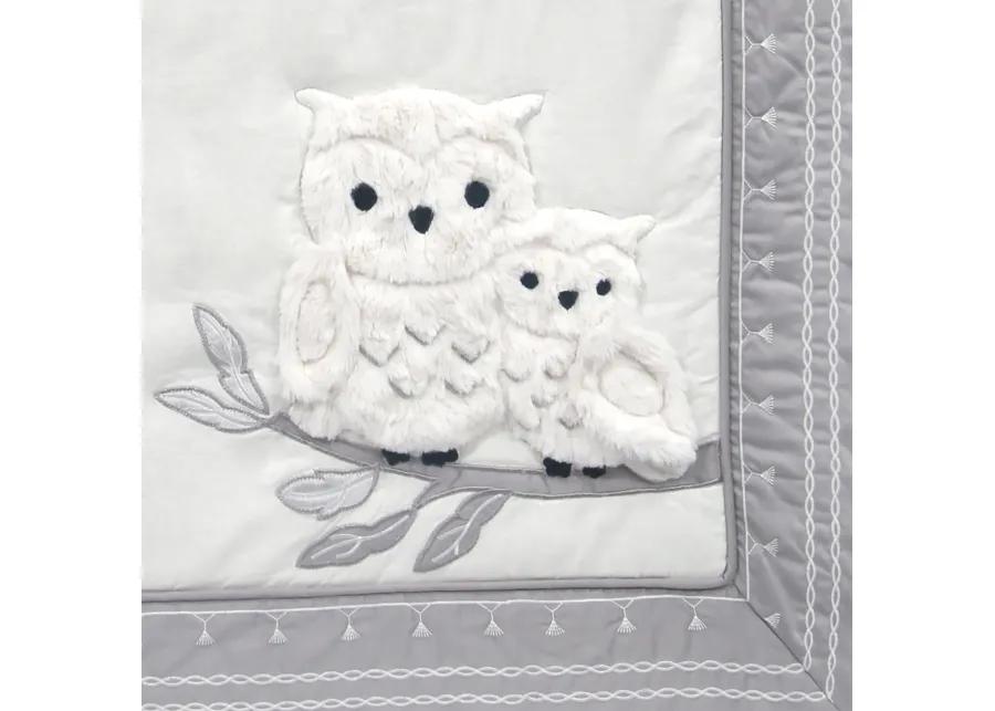 Lambs & Ivy Luna White/Gray Celestial Owl 4-Piece Nursery Baby Crib Bedding Set