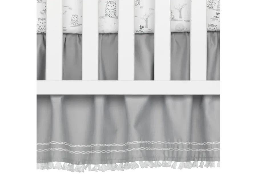 Lambs & Ivy Luna White/Gray Celestial Owl 4-Piece Nursery Baby Crib Bedding Set