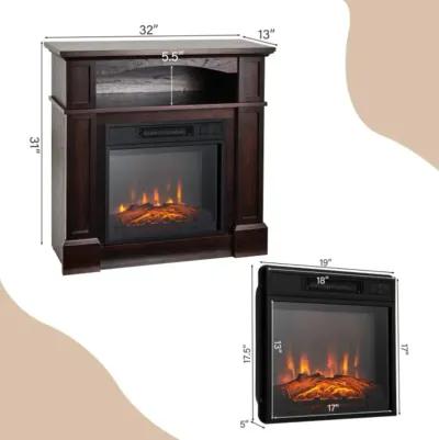 Hivvago 18 Inch 1400W Electric TV Stand Fireplace with Shelf