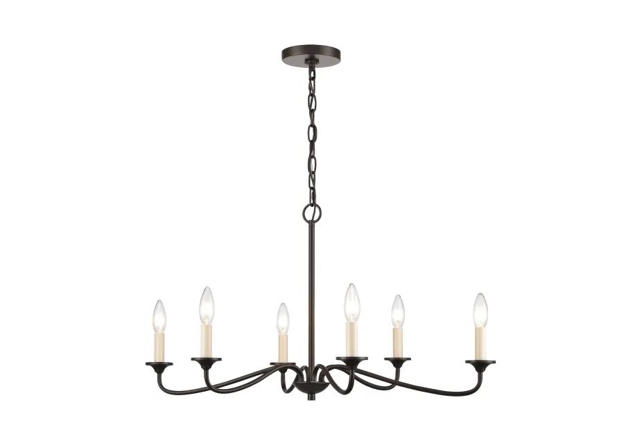 Quinn 30'' Wide 6-Light Bronze Chandelier