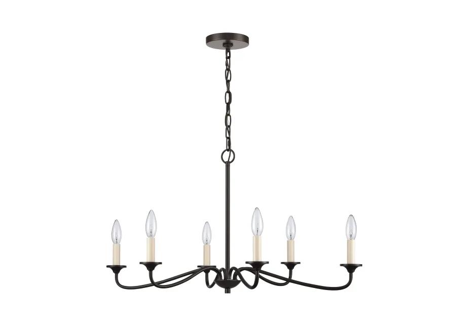 Quinn 30'' Wide 6-Light Bronze Chandelier