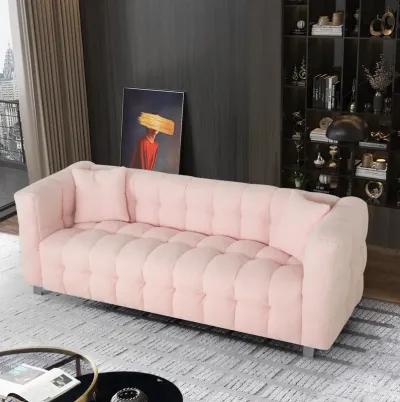 Pink Teddy Fleece Sofa Set with Throw Pillows