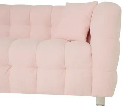 Pink Teddy Fleece Sofa Set with Throw Pillows