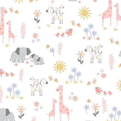 Lambs & Ivy Jazzy Jungle 100% Cotton Safari Baby Fitted Crib Sheet - White