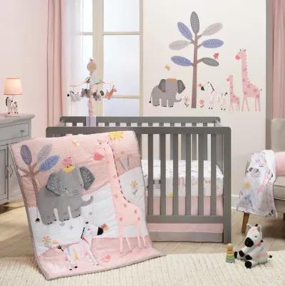 Lambs & Ivy Jazzy Jungle 100% Cotton Safari Baby Fitted Crib Sheet - White