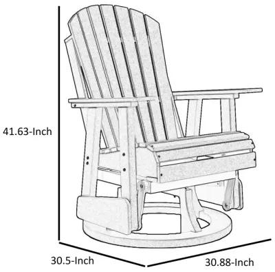 Sami 31 Inch Outdoor Swivel Glider Chair, Slatted, Adirondack, Black Finish - Benzara