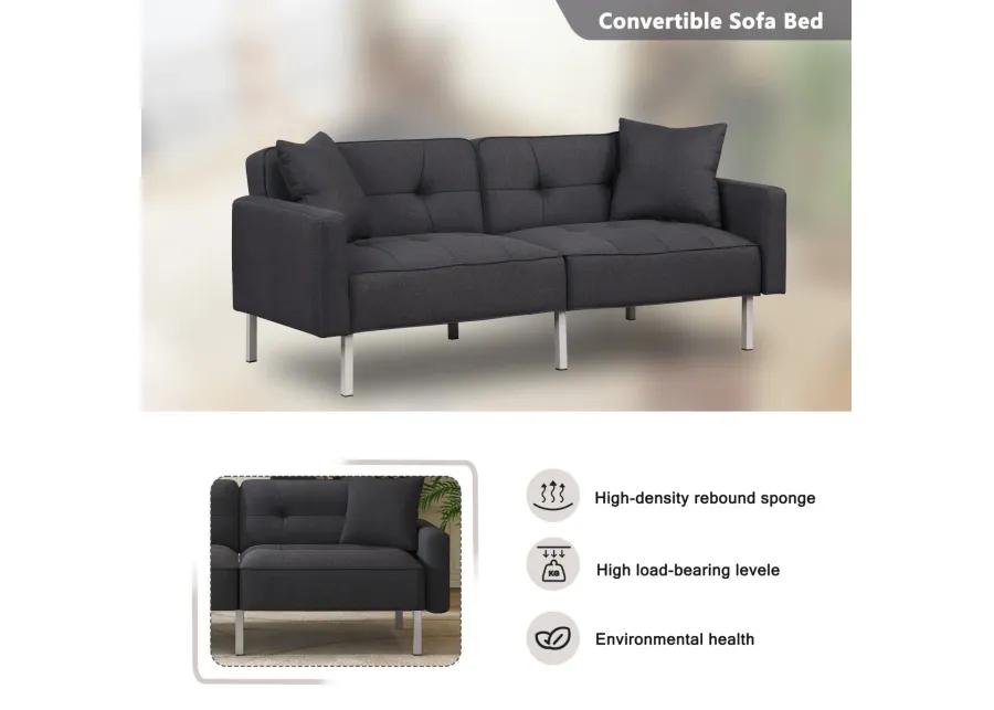 Linen Convertible Futon Sofa Bed for Small Spaces