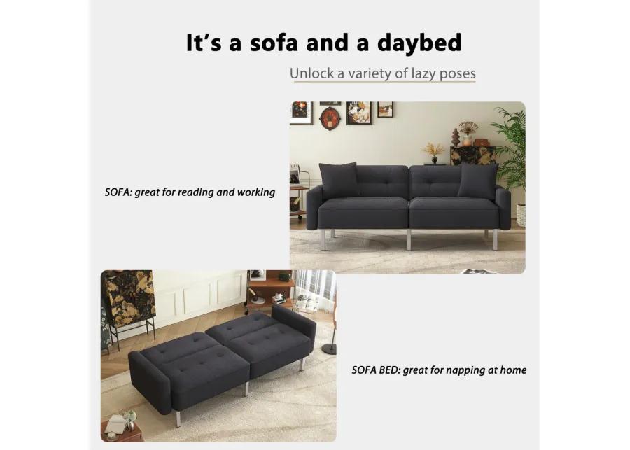 Linen Convertible Futon Sofa Bed for Small Spaces