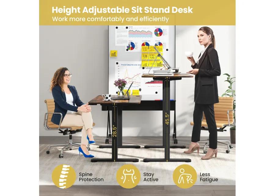 Costway Electric Standing Desk Height Adjustable Sit to Stand Computer Workstation Home Office Natural