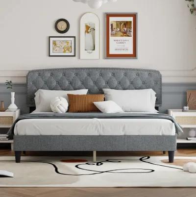 Adjustable King Headboard in Light Grey Linen