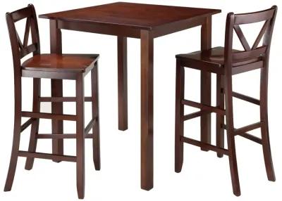 Parkland 3-Pc High Table with V-Back Bar Stools, Walnut