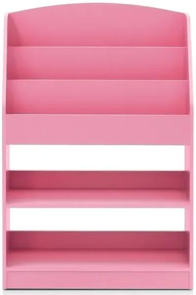 FURINNO Lova Magazine/Bookshelf with Storage, 9.45D x 24.57W x 35.5H in, Pink