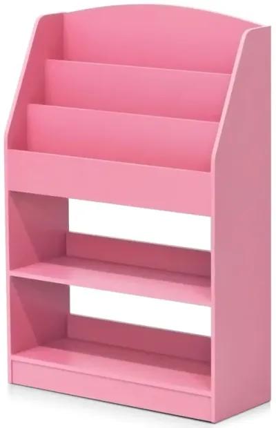 FURINNO Lova Magazine/Bookshelf with Storage, 9.45D x 24.57W x 35.5H in, Pink